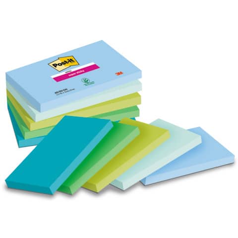 Foglietti Post-it® Super Sticky Oasis - conf. 5 blocchetti da 90 ff 76x127 mm - 655-5SS-OAS